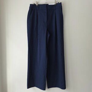 LOFT Peyton Trouser Pleated Wide Leg Pants | 6 Petite | Navy Blue Pockets NWT